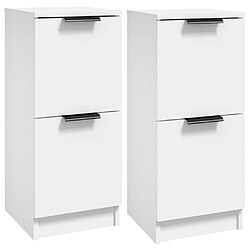 Maison Chic Ensemble de 2 Buffets,commode,console pour rangement Blanc 30x30x70 cm Bois d'ingénierie -MN33379