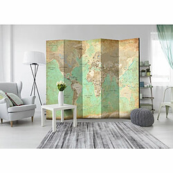 Paris Prix Paravent 5 Volets Turquoise World Map 172x225cm