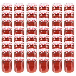 vidaXL 48 pcs Pots à confiture Couvercle blanc et rouge Verre 230 ml 