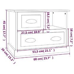 vidaXL Table de chevet chêne marron 60x39x45 cm pas cher