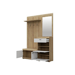 Bestmobilier Thea - meuble d'entrée - bois et blanc - 135 cm - style scandinave