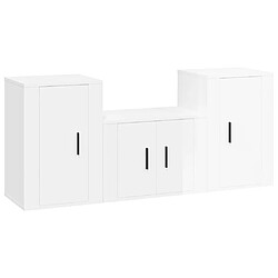 Maison Chic Ensemble de meubles TV 3 pcs pour salon - Blanc brillant Bois d'ingénierie -MN55203