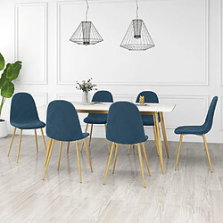 vidaXL Chaises à manger lot de 6 bleu velours