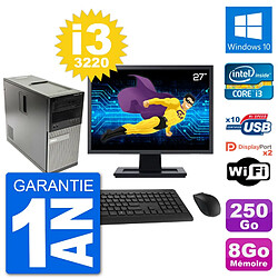 PC Tour Dell 7010 Ecran 27" Intel i3-3220 RAM 8Go Disque 250Go Windows 10 Wifi - Occasion