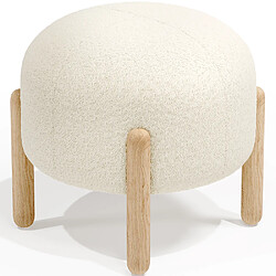 Acheter ICONIK INTERIOR Tabouret Bas Rembourré en Bouclé - Curve Blanc