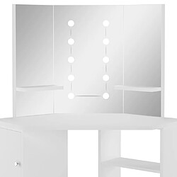 Helloshop26 Coiffeuse d'angle table de maquillage lumière led 111 x 54 x 141,5 cm blanc clair 02_0006335 pas cher