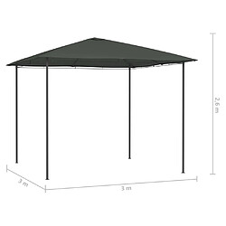 Avis vidaXL Belvédère 3x3x2,6 m Anthracite 160 g/m²