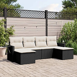 Maison Chic Ensemble Tables et chaises d'extérieur 6pcs avec coussins,Salon de jardin noir résine tressée -GKD921752