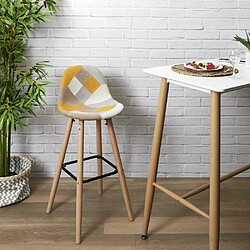 The Home Deco Factory Set de 2 tabourets de bar patchwork jaune.