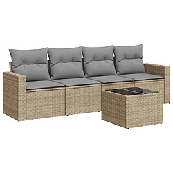 vidaXL Salon de jardin avec coussins 5 pcs beige résine tressée