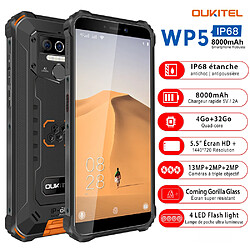 Blackview OUKITEL WP5 Smartphone 4G IP68 Etanche - 5.5"" Android 9.0 - Batterie 8000mAh - 4Go + 32 Go Incassable - Noir