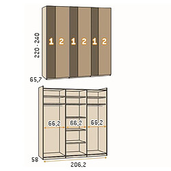 Avis Inside 75 Armoire 3 portes coulissantes frange verticale 206,2x240 caisse Legend façade Luxor Gris Laquée