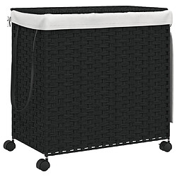 vidaXL Panier à linge avec roulettes noir 60x35x60,5 cm résine tressée