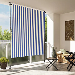 vidaXL Store roulant d'extérieur bleu et blanc 150x270 cm tissu acier 