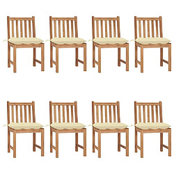 Maison Chic Lot de 8 Chaises de jardin,Fauteuil d'extérieur avec coussins Bois de teck massif -MN44962