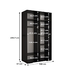 Acheter Abiks Meble Armoire à portes battantes Manhattan Ryfel 1 236,7/100/47 2 portes (Noir)