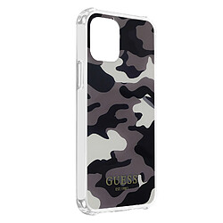 Guess Maroquinerie Coque iPhone 12 et 12 Pro avec Dragonne Motif Camouflage Guess gris