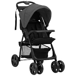 vidaXL Poussette pour bébé 2-en-1 Gris foncé et noir Acier