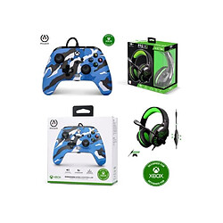 Power A Manette XBOX ONE-S-X-PC CAMOUFLAGE bleu NEBULA Officielle + Casque Gamer PRO PH3 SPIRIT OF GAMER XBOX ONE/S/X/PC 