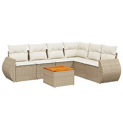 vidaXL Salon de jardin avec coussins 7 pcs beige résine tressée