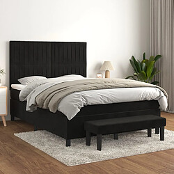 vidaXL Sommier à lattes de lit avec matelas Noir 140x190 cm Velours 