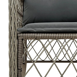 Maison Chic Ensemble de bistro 3 pcs avec coussins,Table + chaises + coussins de jardin gris résine tressée -GKD662058 pas cher