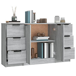 Maison Chic Ensemble de 3 Buffets,commode,console pour rangement Sonoma gris Bois d'ingénierie -MN83638 pas cher