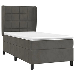 Avis Maison Chic Lit Adulte - Lit simple Lit à sommier tapissier et matelas moelleux - Meuble de Chambre - Gris foncé 90x200 cm Velours -MN88946