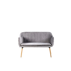 Beliani Canapé banquette 2 places en velours gris clair TABY