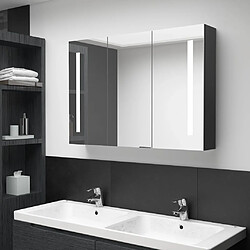 vidaXL Armoire de salle de bain à miroir LED 89x14x62 cm noir brillant