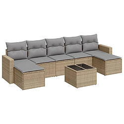 vidaXL Salon de jardin avec coussins 8 pcs beige résine tressée