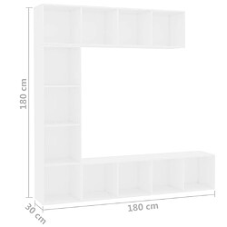 vidaXL Ensemble de bibliothèque/meuble TV 3 pcs Blanc 180x30x180 cm pas cher