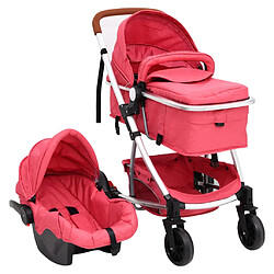 vidaXL Poussette pour bébé 3-en-1 Rouge Aluminium