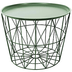 The Home Deco Factory Table filaire en métal ronde 50 cm vert.