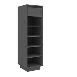 vidaXL Armoire à chaussures gris 30x34x105 cm bois de pin massif