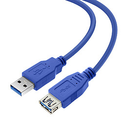 Câble USB 3.0 Mâle vers USB 3.0 Femelle Rallonge 3m LinQ Bleu