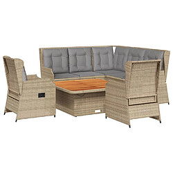 vidaXL Salon de jardin avec coussins 6 pcs beige résine tressée