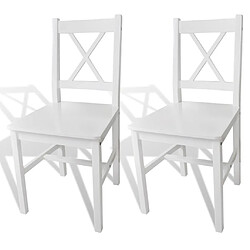 Decoshop26 Lot de 2 chaises de salle à manger cuisine design classique bois de pin blanc CDS020166