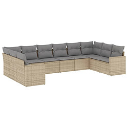 Maison Chic Salon de jardin avec coussins 10 pcs | Ensemble de Table et chaises | Mobilier d'Extérieur beige résine tressée -GKD71847