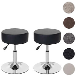 Mendler 2x Tabouret HWC-C22, hauteur réglable, Ø 35 cm ~ similicuir noir