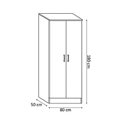 Acheter Mes Armoire 2 portes 80x54x180 cm décor blanc - RANGO