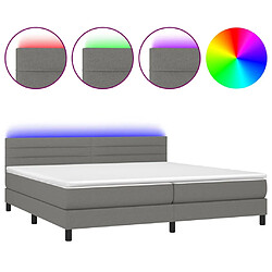 vidaXL Sommier à lattes de lit et matelas et LED Gris foncé 200x200 cm