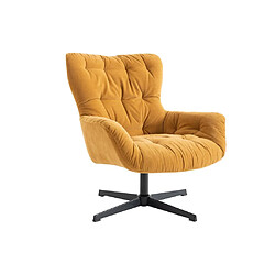 Avis Vente-Unique Fauteuil pivotant en tissu jaune OPHELIE