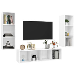 Avis Maison Chic Ensemble de meubles TV 3 pcs pour salon - Blanc brillant Aggloméré -MN69180