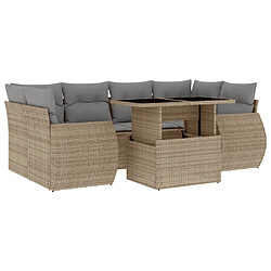 vidaXL Salon de jardin avec coussins 7 pcs beige résine tressée