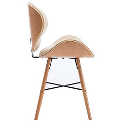 Acheter Decoshop26 Lot de 2 chaises de salle à manger cuisine design moderne synthétique crème et bois courbé CDS020428