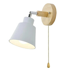 Universal Lampe murale en bois nordique applique murale bord de lit lampe salle de bain couloir de chambre avec fermeture éclair interrupteur pivotant librement 