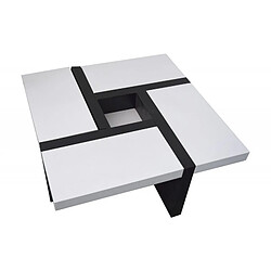 Avis Mobili Rebecca Table Basse Carre Bois Noir Blanc Design Contemporain Salon Sejour