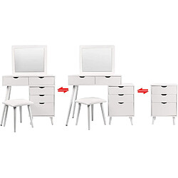 Helloshop26 Coiffeuse avec 2 tiroirs et table de chevet 80 cm blanc 19_0000468