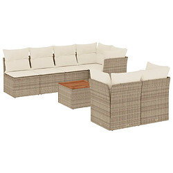 vidaXL Salon de jardin avec coussins 8 pcs beige résine tressée